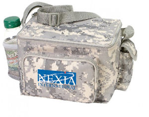 Digital Camo 6 Pack Poly Cooler with Bottle Holder and Cell Phone Pouch [Tan Dig