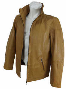 David Moore - Homme Veste Cuir Agneau Véritable cognac marron NEUF 9023