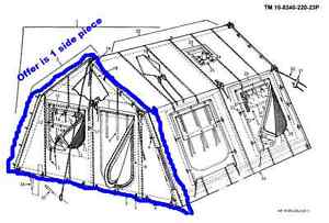 Military Tent End Section, Vinyl, for 16' sq. Lightweight, Expandable Frame Tent