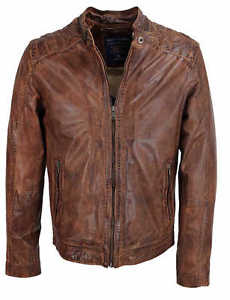 David Moore Homme Veste Cuir Agneau Véritable acajou marron neuf 9057