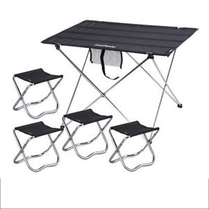 BLack Large table*1+camp chair*4 Outdoor folding table Fishing leisure chairs ou