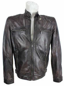 David Moore - Homme Veste Cuir Agneau Véritable marron antique NEUF 9024
