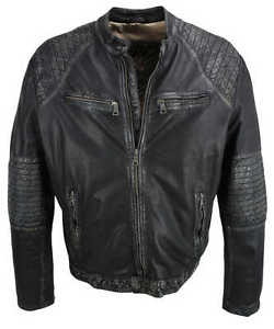 David Moore Homme Veste Cuir Agneau Véritable noir-beige NEUF 9058