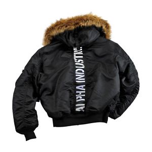 ALPHA INDUSTRIES 45P À CAPUCHE CUSTOM VESTE NOIRE RÉFLÉCHISSANT FOURRÉ