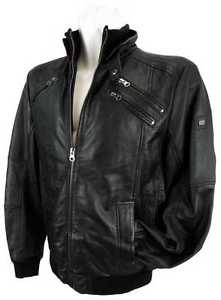 Bruno Banani Veste Homme En Cuir Véritable Nappa Mouton noire NEUF 8019 2. Choix