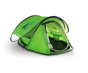 2 Persons Camping Hiking Double-deck Tent POP UP Outdoor Waterproof Green S-S