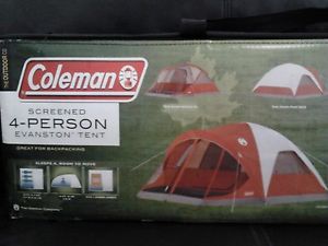 Coleman 4-Person Evanston Tent with Screened Porch Canopy 2.7m x 2.1m Fits Queen
