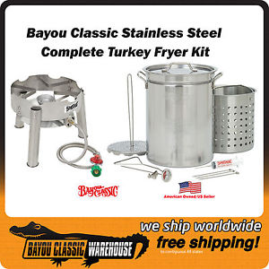 Bayou Classic 32 Quart Complete Stainless Steel Turkey Fryer Kit Top of the Line