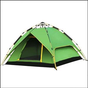 2 Persons Green Camping Hiking Double-deck Family Tent Outdoor Waterproof S-S