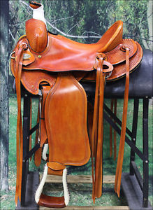 RS104BG-A HILASON WESTERN BIG KING WADE RANCH COWBOY TRAIL ROPING SADDLE 16"