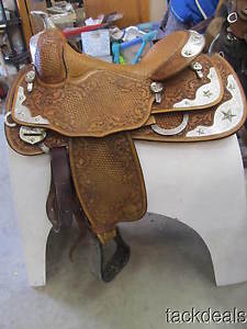 Billy Cook Custom OK Maker Ostrich Seat Silver Horn Show Saddle GORGEOUS!!!