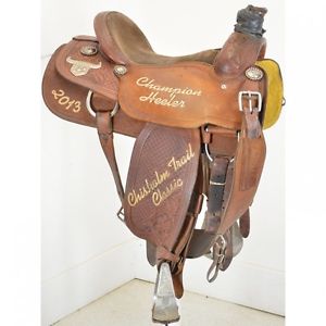 Used 15" Cowboy Gold Saddlery Trophy USTRC Team Roping Saddle: U15USTRCCGS2013