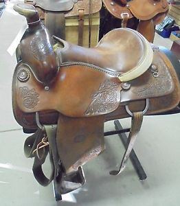 14" USED BRAD MCCLELLAN ROPING SADDLE 2 906