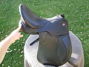 NEW! Kieffer 18" Paris Exclusiv Dressage Saddle-Black-Med synthetic tree-flocked