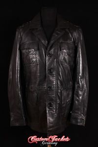 SAFARI Veste Homme En Cuir en véritable En cuir d'agneau Noir XS-3XL
