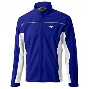Mizuno-Giacca impermeabile da uomo, colore: blu/bianco, taglia L