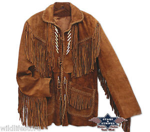S-XXL Codi Veste En Cuir Veste de costume Cuir Véritable Western Veste de frange