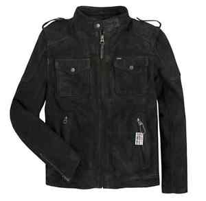 Pepe Jeans London Veste en cuir Gr. M hommes neuf noir Blouson motard véritable
