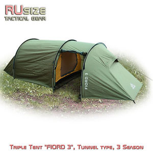 Russian Triple Tent Tunnel type "Fiord 3" Green 3 Season Camping Hiking Folding