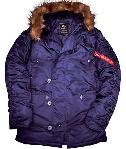 ALPHA INDUSTRIES N3B REP. BLEU PARKA EN FLIGHT NYLON AVEC CAPUCHE