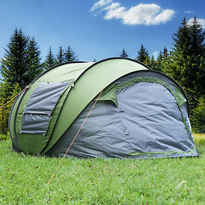 Gazelle Outdoors Camping Large Instant Pop Up Tent - Double Doors Two Windows