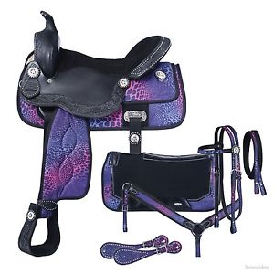 15 Inch Pro Trail Western Saddle Package -7 Piece - Eclipse - Wild Safari Print