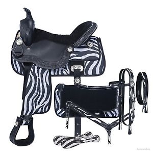 15 Inch Pro Trail Western Saddle Package -7 Piece-Eclipse -Black & White Zebra