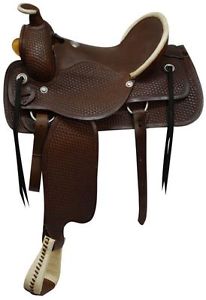 16"  Fully tooled basketweave tooling Roping Style saddle made by Circle S