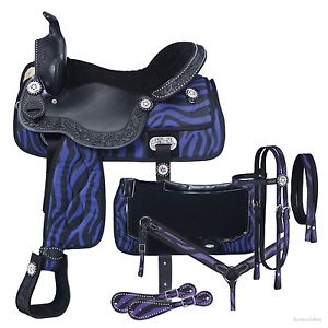 15 Inch Pro Trail Western Saddle Package -7 Piece-Eclipse -Purple & Black Zebra