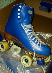 Custom Royal Blue Artistic Leather Roller Skates size 9 Women 336 Reidell in box