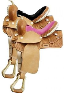 Circle S Square Skirt Youth Barrel Saddle 10" - 16" Pink or Black Suede Seat