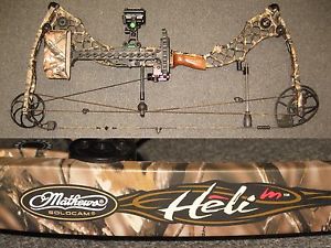 MATHEWS Heli-M Lost Camo Hunting Bow 28.5" RH 60# to 70# +Sight +Rest +Quiver