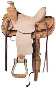 13 Inch Youth Walburg Wade Hard Seat Western Saddle - Light Oil-Roughout Leather