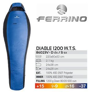 FERRINO DIABLE 1200 saco de dormir Invernal da Alpinismo pluma piel de gallina