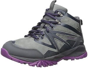 Merrell Women's Capra Bolt Leather Mid Waterproof-W Hiking Boot Grey/Purple New
