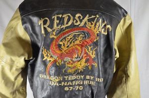 REDSKINS DRAGON OURSON VESTE HOMME EN CUIR GR. M RARE VINTAGE