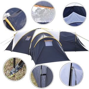 Waterproof 6-9 Person 3+1 Room Camping Tent Outdoor Hiking Two Layer Backpack