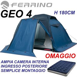 FERRINO GEO 4 plätze ZELT da für Camping mit Veranda MATRATZE GESCHENK