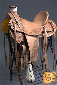 WD077-A HILASON BIG KING HIGH BACK WESTERN WADE RANCH ROPING COWBOY SADDLE 16"