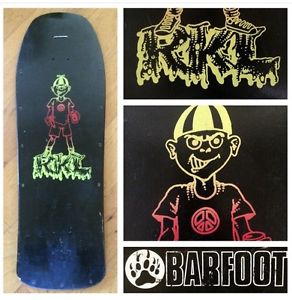 RARE BARFOOT RKL VINTAGE SKATEBOARD DECK THRASH DRI RICH KIDS LSD