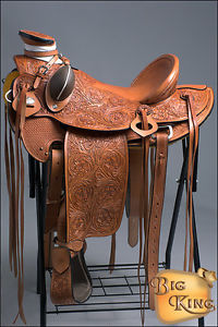 WD005OLWST-A HILASON BIG KING WESTERN WADE RANCH ROPING COWBOY TRAIL SADDLE 15"