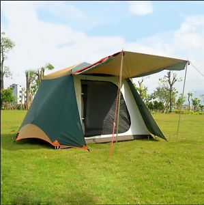 3-4 Persons Green Outdoor Waterproof Camping Hiking Family Double Lining Tent *