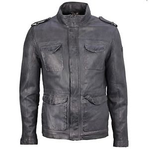 Gipsy Veste En Cuir Gris anthracite Used Look Garvey Lajow foncé