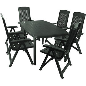 Sitzgruppe Sitzgarnitur Gartentisch 138x87cm 6x Klappsessel 5-fach verstellbar