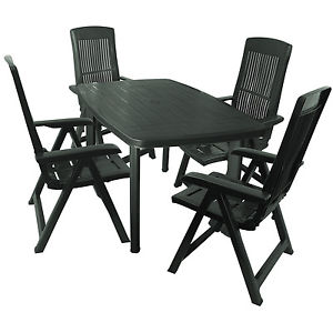 Sitzgarnitur Sitzgruppe Gartentisch 138x87cm 4x Klappsessel 5-fach verstellbar