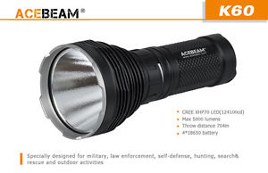New AceBeam K60 Cree XHP70 5000 Lumens LED Flashlight ( 4x 18650 ) - Black