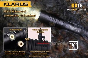 KLARUS RS18 CREE XM-L2-U2 6 Mode 900 Lumens Military LED Flashlight W/Battery
