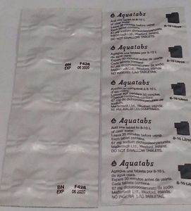 AQUATABS WATER PURIFICATION TABLETS  67mg 10 Lt per tab NATO British Army UN WHO