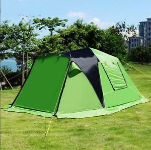 3-4 Persons Outdoor Waterproof Camping Hiking Family Green Double Lining Tent *