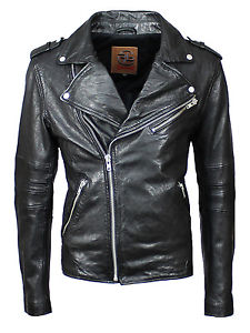 Homme Veste En Cuir, Motard Noir coupe slim Gipsy Cuir véritable REBORN Attitude